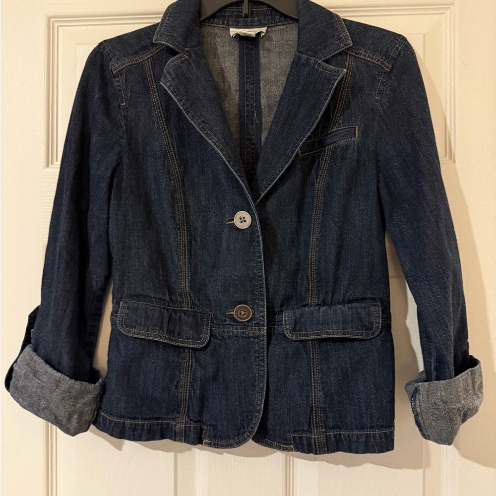 LOFT Dark Blue Denim Blazer Jacket